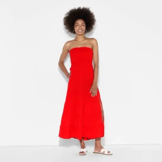 Women's Smocked Tiered Maxi A-Line Dress - Wild Fable&trade; Red image {1}