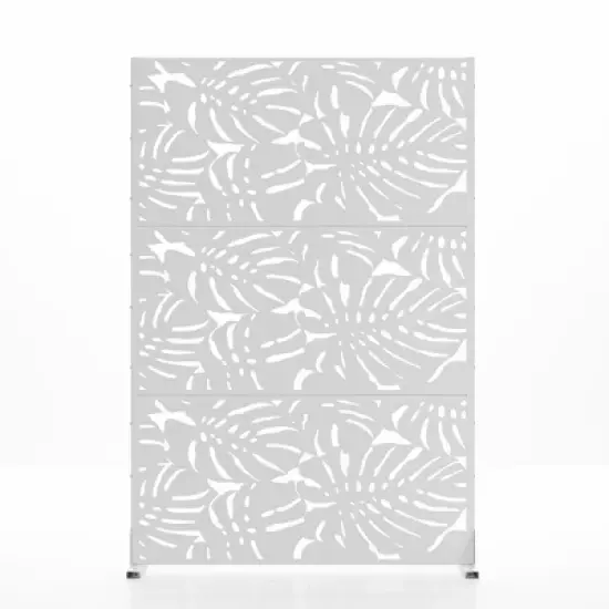 Lirago White 72 in. Galvanized Metal Outdoor Privacy Screens Garden Outdoor Fence image {12}