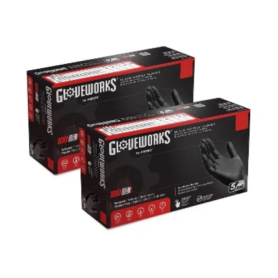 GlovePlus Powder Free Black Nitrile Gloves Medium 100/Box GPNB44100 image {1}