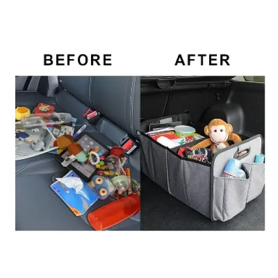 Joybi Gray and Black Deluxe Car Seat Organizer Kit, Multi-Compartment Storage Box for Vehicles image {4}