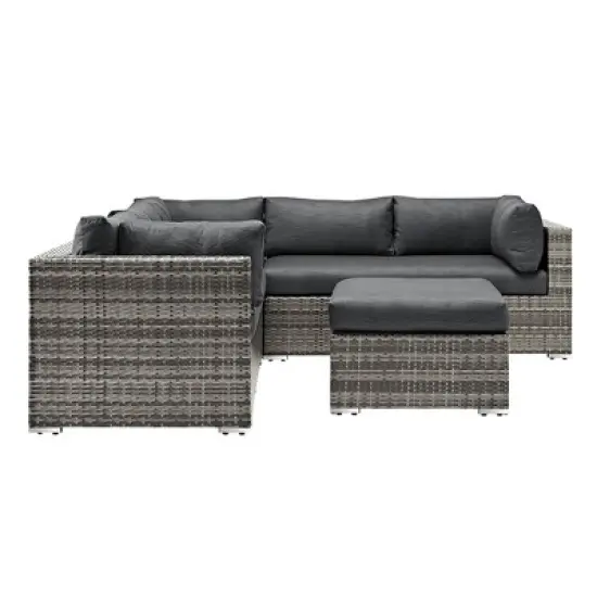 4pc Metal Multi-Shade Rattan Sectional - Gray - Saracina Home image {2}