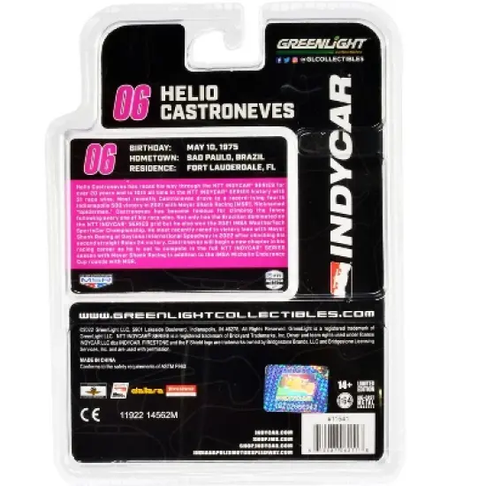Dallara IndyCar #06 Helio Castroneves "SiriusXM" Meyer Shank Racing "NTT IndyCar Series" 1/64 Diecast Model Car by Greenlight image {2}