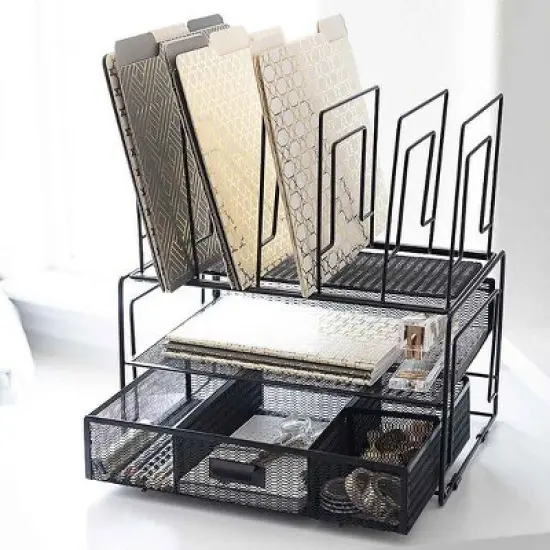 Blu Monaco Desk Organizer with File Sorters & Drawer image {1}