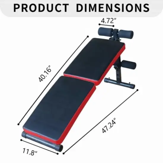 NAYSAYE Exercise Trainer Adjustable Utility Bench Multi Position for Home Gym Workouts, Black and Red, 27.16"*9.84"*12.99" image {3}