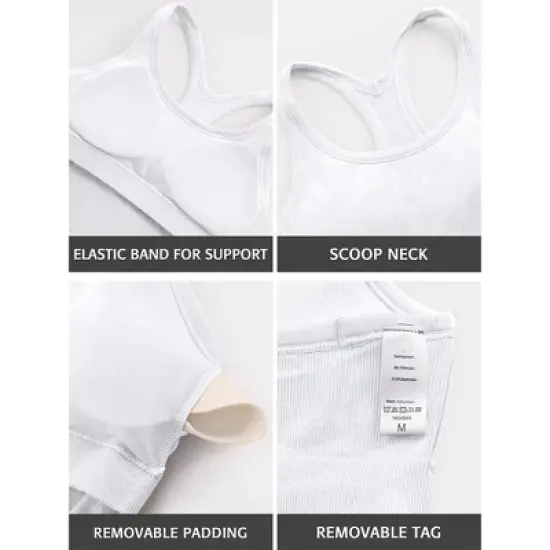 Attraco Women's Ribbed Workout Crop Tops with Built in Bra Yoga Racerback Tank Top Sport Tops Workout Tops image {9}