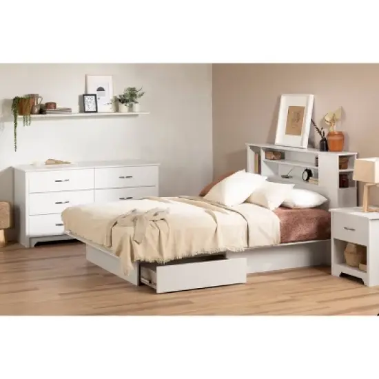 Queen Fusion Bookcase Headboard Pure White - South Shore image {2}