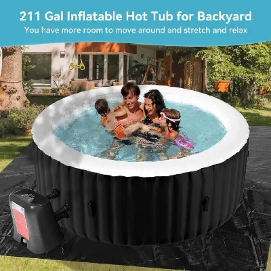 DoCred Inflatable Hot Tub with Air Jets, Heater Pump & Insulated Cover &ndash; Available in 2&ndash;4 or 4&ndash;6 Person Sizes, Round or Square Design image {5}