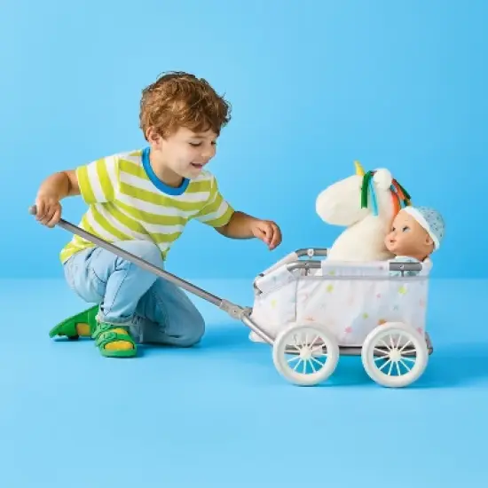 Doll Wagon for 14" - 16" Dolls - Gigglescape&trade;: Baby Doll Accessory, 100% Recycled Material, Includes Stroller image {1}