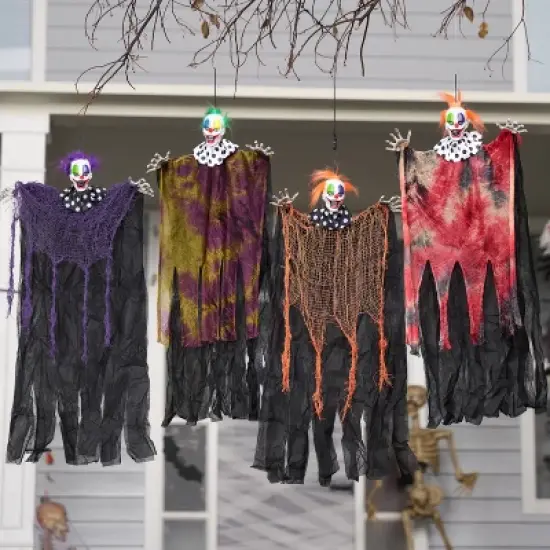 Joyfy 4Pcs 29&rdquo; Halloween Hanging Clown Outdoor Decorations, Halloween Prop D&eacute;cor for Lawn Yard Graveyard Front Porch Party Supplies image {9}