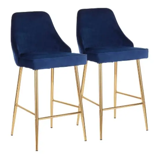 Set of 2 Marcel Contemporary Glam Counter Height Barstools - LumiSource image {11}