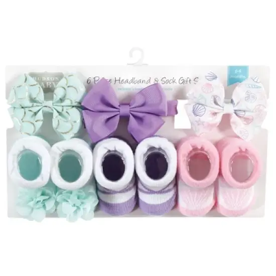 Hudson Baby Infant Girls Headband and Socks Giftset, Mermaid, One Size image {1}