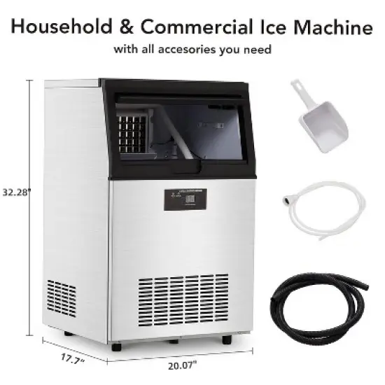 Acekool Commercial Ice Maker Machine, 80Lbs/24H Countertop Ice Maker with 30Lbs Storage Bin, 32 Cubes per Cycle, Freestanding for Home & Bar image {7}