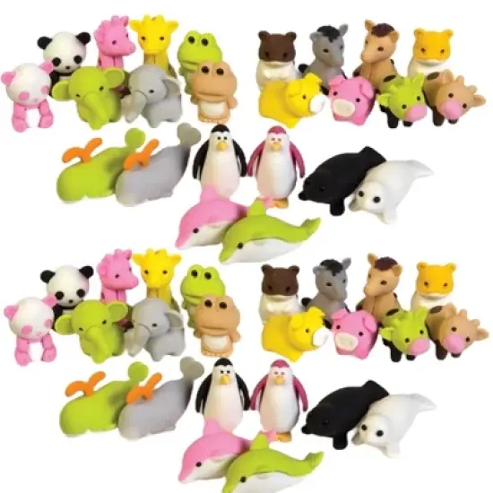 Build, Erase & Explore! Jungle, Sea & Farm Life 3D Mini Eraser Assortment (24 Pack) image {4}