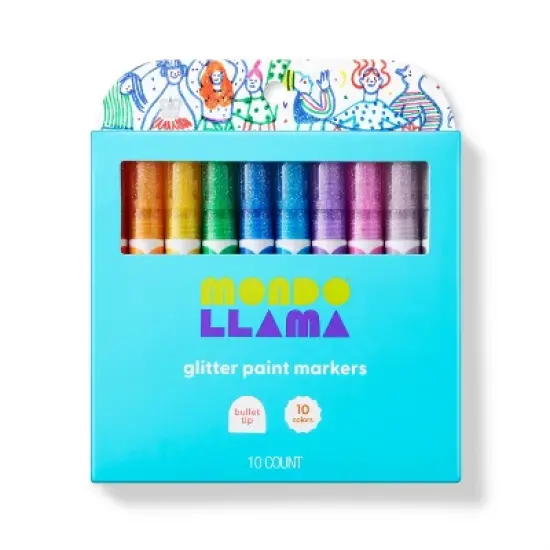 10ct Glitter Paint Markers Bullet Tip - Mondo Llama&trade; image {5}