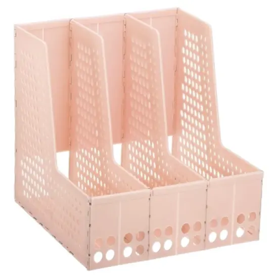 Unique Bargains Plastic Collapsible Retractable 3 Vertical Compartment Office File Holder image {5}