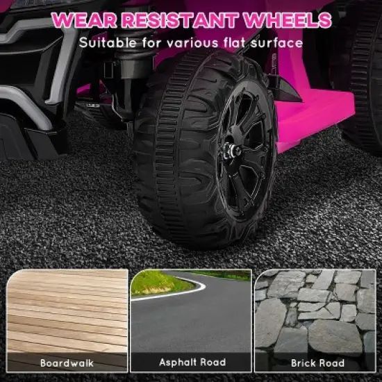 TopComfy Baby Walkers Kids ATV Quad, Ride On Toy, Rechargeable Battery, 4 Wheeler for Toddlers, Romantic, Pink, 26.8"*15.4"*12.6" image {3}