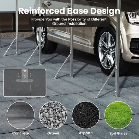 XBRIGH 12x20 Ft Carport, Heavy Duty Metal Car Port, All-Weather Protection, Easy Assembly for Cars, Trucks, Boats, Tractors, and Outdoor Storage image {4}