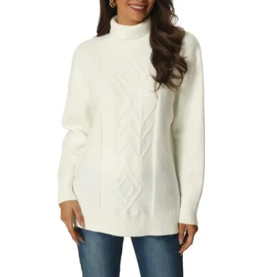 Seta T Women's Fall Winter Turtleneck Long Sleeve Spilt Hem Tunic Pullover Sweater image {6}