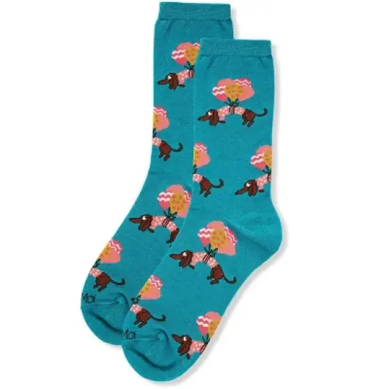 Memoi Dachshund Float Bamboo Blend Crew Sock image {2}