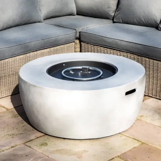 Modern 36" Outdoor Bowl Round Propane Gas Fire Pit with Concrete Base - Teamson Home image {1}