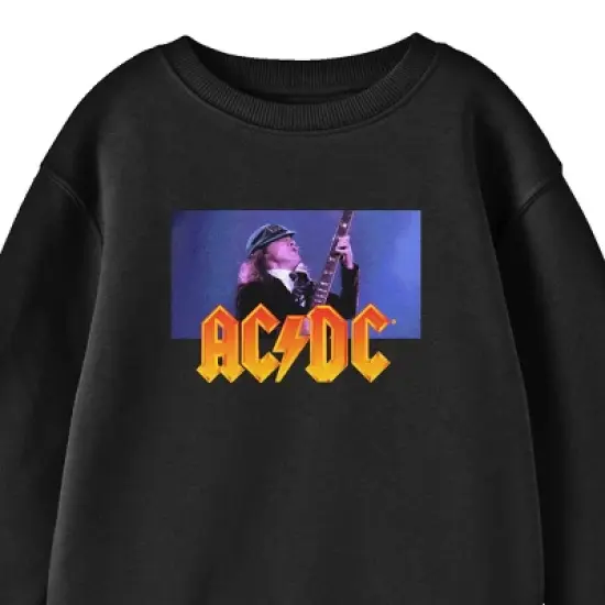 ACDC Logo and Angus Young Youth Black Crew Neck Sweatshirt image {1}