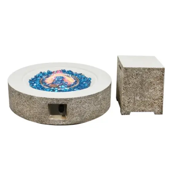 42/56 inch Outdoor Magnesium Oxide Fire Pit Table Propane for Outside Patio with Tank Cover image {1}