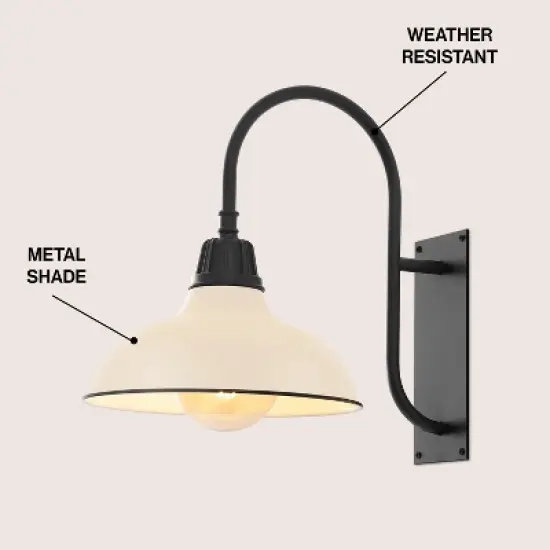JONATHAN Y Stanley Farmhouse Industrial Indoor/Outdoor Iron LED Gooseneck Arm Outdoor Sconce image {2}