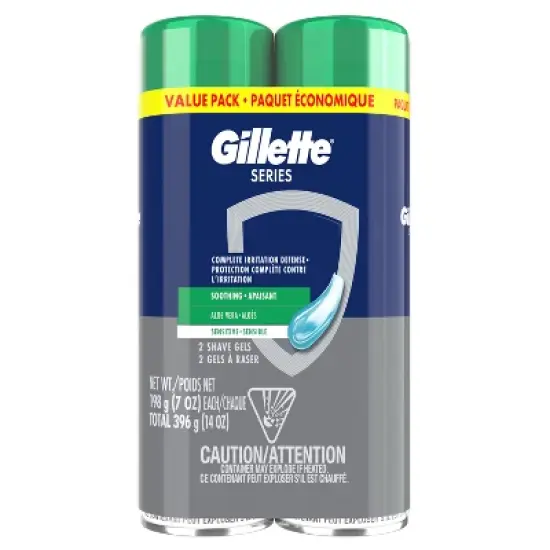 Gillette Series Sensitive Soothing with Aloe Vera Men's Shave Gel - 7oz/2pk image {1}