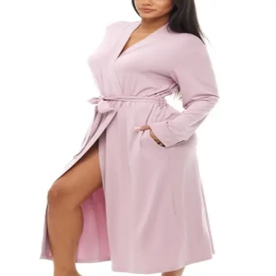 Women's Classic Soft Knit Long Lounge Robe with Pockets image {13}