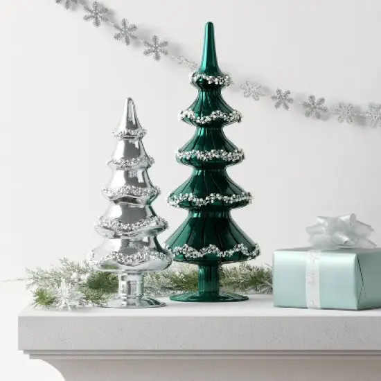 9.13' Christmas Glass Tree Silver - Wondershop&trade; image {1}