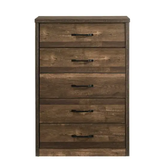 Culver Rustic 5 Drawer Chest Walnut - miBasics image {2}