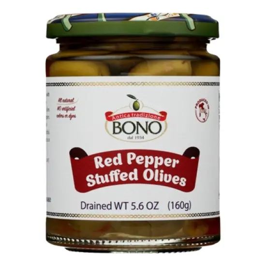 Bono Red Pepper Stuffed Olives - Case of 6/5.6 oz image {1}