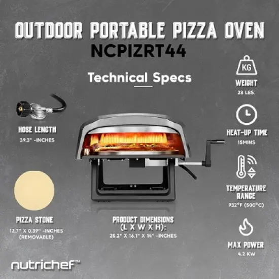 NutriChef 360&deg; Portable Oven with Rotating Pizza Stone - Black image {5}