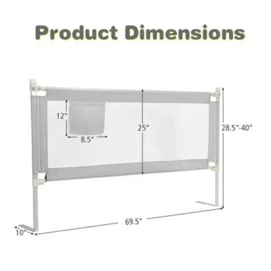 Infans 69.5" Bed Rails for Toddlers Vertical Lifting Baby Bed Rail Guard with Lock Grey image {6}