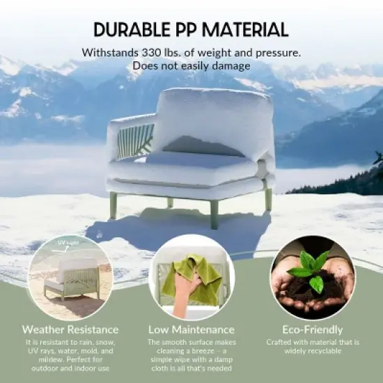 WestinTrends Playa Modern 4-Piece Polypropylene Resin Modular L Shaped Patio Furniture Sectional, Green image {5}