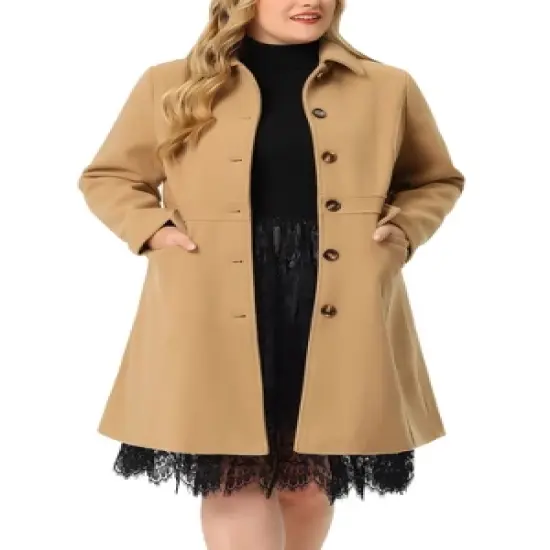 Agnes Orinda Women's Plus Size Winter Outerwear Single Breasted Long Overcoats image {6}