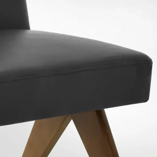 Set of 2 Morgan 18.5" Wide Faux Leather Dining Chairs With Seat and Back and Upside Down "V" shape design Solid Wood Legs-The Pop Maison image {7}