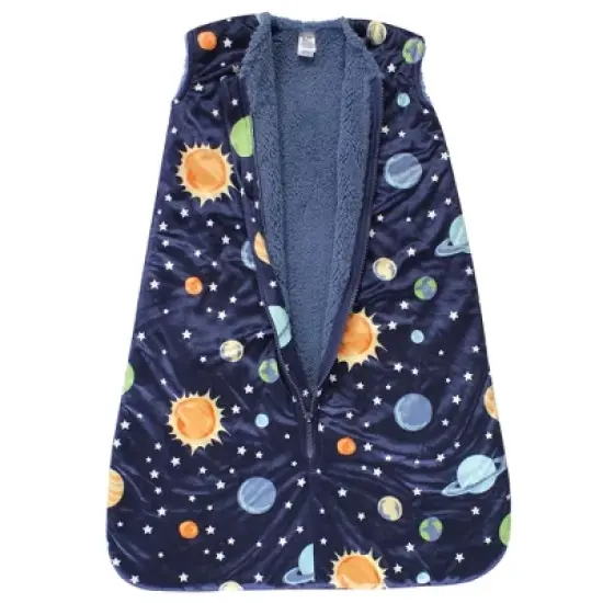 Hudson Baby Infant Boy Mink with Faux Shearling Inner Sleeping Bag, Sack, Blanket, Solar System image {2}