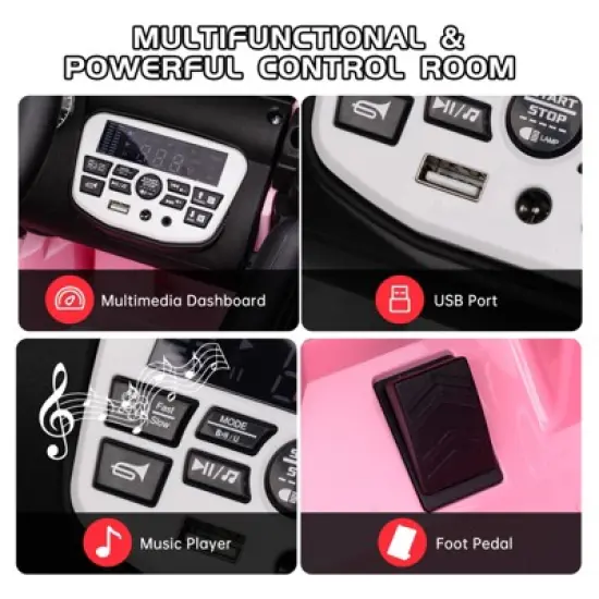 12V Kids Electric Ride-On Truck with One-Button Start, Remote Control, Dual Doors, LED Lights & Spring Suspension image {2}