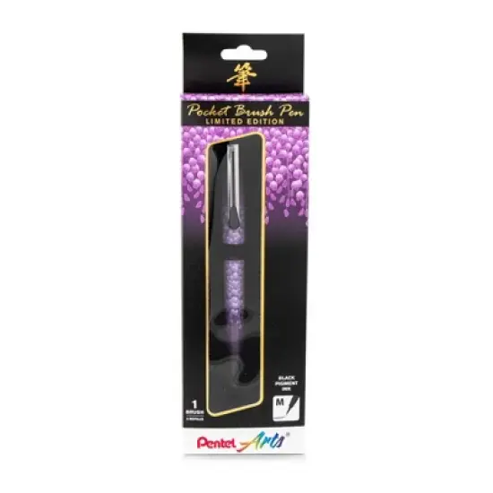 Pentel Arts Limited Edition Pocket Brush Pen with 2 Black Refills, Wisteria Wrap image {1}