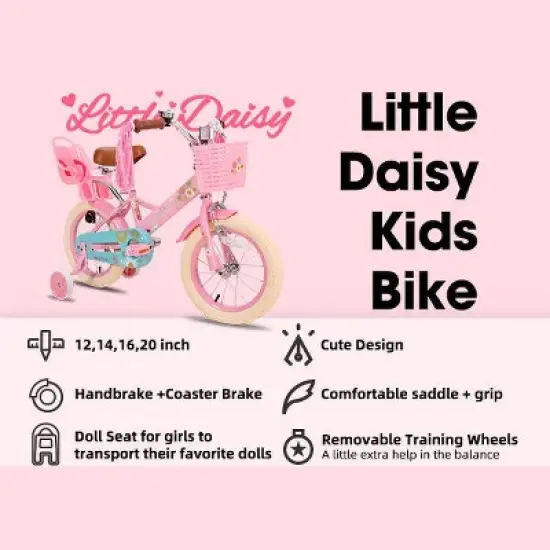 JOYSTAR Little Children Girls Bike for Kids with Doll Carrier, Basket, Training Wheel image {4}
