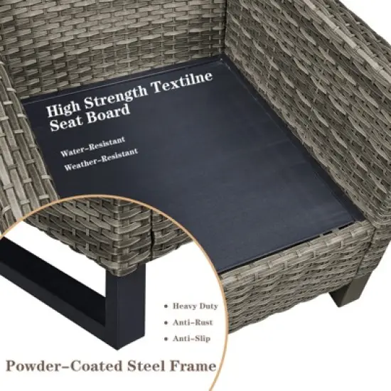 Buenhomino 7 Piece Wicker Outdoor Furniture Set with Thick Cushions, High Back Patio Furniture Set with PE Rattan Chairs and Square Fire Pit Table image {7}