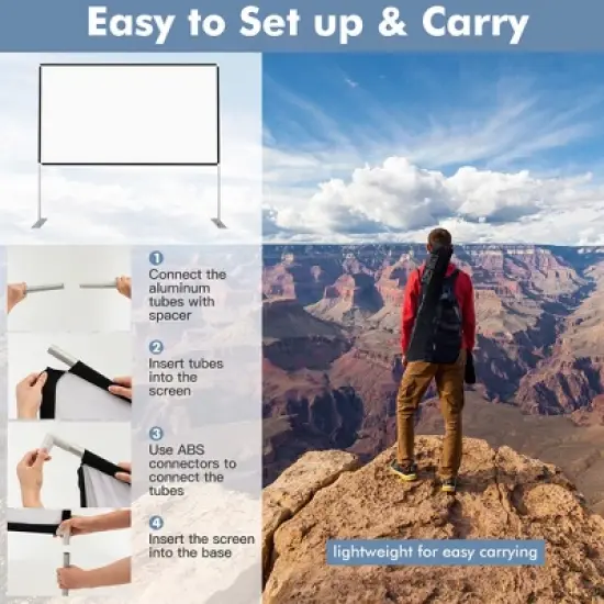 Costway 120'' Projector Screen w/ Stand 16:9 HD 4K Indoor Outdoor Projection Movie Screen image {9}