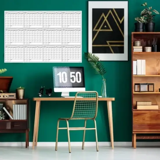 Undated 12 Month Blank Wet and Dry Erase Laminated Horizontal Wall Calendar 48" x 72" - SwiftGlimpse image {4}