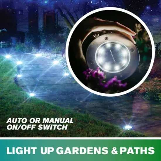 Bell + Howell 8 LED Swivel Solar Powered Disk Lights with Auto On/Off, Adjustable Angle, Walkway Lights image {11}
