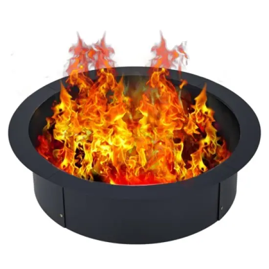 30 Inch Outdoor Fire Pit Ring, 2.5mm Heavy Duty Steel Round Fire Pit Insert, 36 In-Outer Wood Burning Fire Pit Kit, 10 Inch Height Campfire Ring image {1}