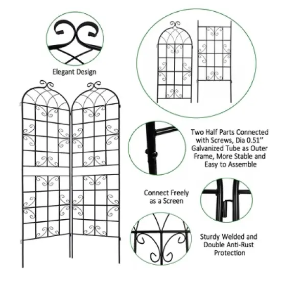 Syemin Patio Decorative Screens, Elegant Vine Pattern Yard Fencing, Pet-Safe Decorative Fence for Yard, Patio, White, 80"*19.7"*86.7" image {4}