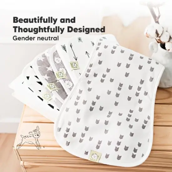 5pk Urban Baby Burp Cloths, Organic Burping Cloth for Babies, Burp Rags for Baby Girls, Boys image {8}