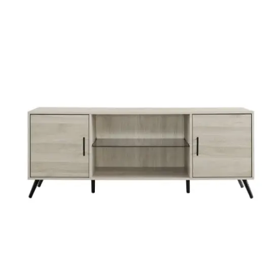 2 Door Mid-Century Modern Wood Storage TV Stand for TVs up to 65" - Saracina Home image {14}