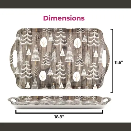 Pimpernel Wooden White Christmas Sandwich Tray (19" x 11.6") - Melamine Serving Platter with Rustic Wood Effect - Dishwasher Safe Serving Tray image {6}